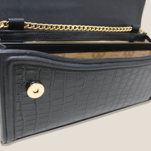 90 Feet Kaya Clutch Bag in Premium Genuine Leather (Black)